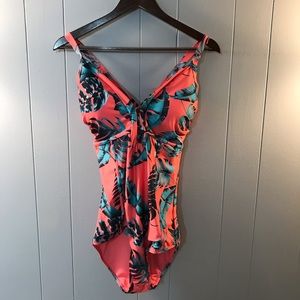 Pink Floral CityChic Plus size one piece swimsuit Size 14